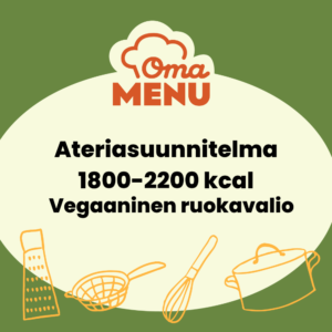 Ateriasuunnitelma vegaaninen ruokavalio 1800 kcal