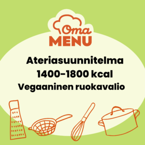 Ateriasuunnitelma 1400-1800 kcal vegaaninen ruokavalio