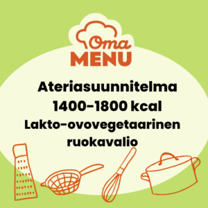 Ateriasuunnitelma 1400-1800 kcal lakto-ovovegetaarinen ruokavalio